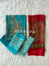 Printed casual suit with chiffon dupatta-563 blue