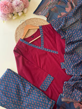 Pure Cotton panel cut Ajrack detailed 3 Piece Suit-2586