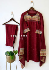 Linen Printed Yoke Three Piece Set 13507