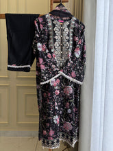 Black Embellished Floral Suit