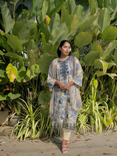 Floral embroidered cotton suit -1133