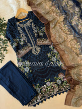 Cotton Embroidered Suit with Chiffon/Cotton Dupatta 1096