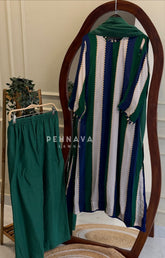 Striped Crepe Suit Set-4992