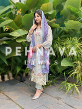 Cotton fully embroidered suit with chiffon dupatta-3521