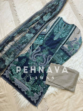Pakistani printed suit AZ navy 415