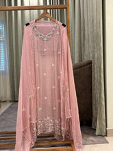Pearl and thread embroidered comfy pire organza suit-09