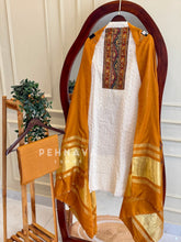 Schiffli Embroidered Block Print Yoke Unstitched Set