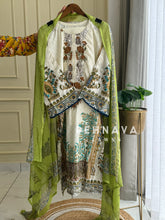 Stunning white and green Embroidered Suit 3803