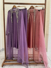 Premium Chiffon handworeked jacket style with scalloped organza dupatta2139