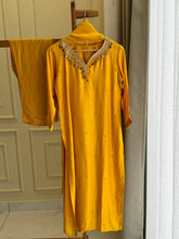 Dola silk ready to wear suit with neck detailing