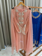 Premium Chiffon handwork suit with bottom and organza dupatta-2219