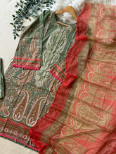 Printed casual suit with chiffon dupatta-562 green