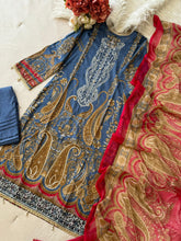 Blue Printed Pakistani Cotton Suit with Chiffon Dupatta 1350