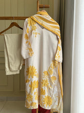 Pure Cotton 3 Piece Suit-white N yellow