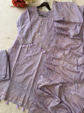 Premium Embroidered Pak-Suit Ft. Cotton Dupatta-Lavendar 3982