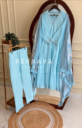 V-Neck Lace Trimed Anarkali Suit-6/D26