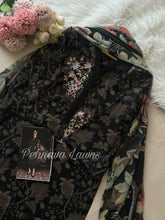 Black printed Cotton Suit with embroidered patches – 3426