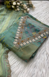 Semi stitched organza suit