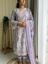 Cotton Embroidered Suit Featuring Chiffon/Cotton Shawl-1003