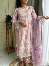 Cotton Embroidered Suit Featuring Chiffon/Cotton Shawl-1005