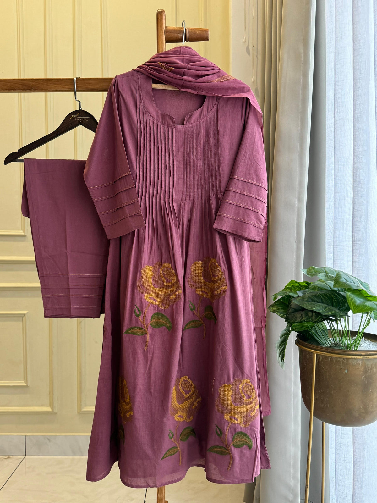 Dual Tone Floral Casual Suit