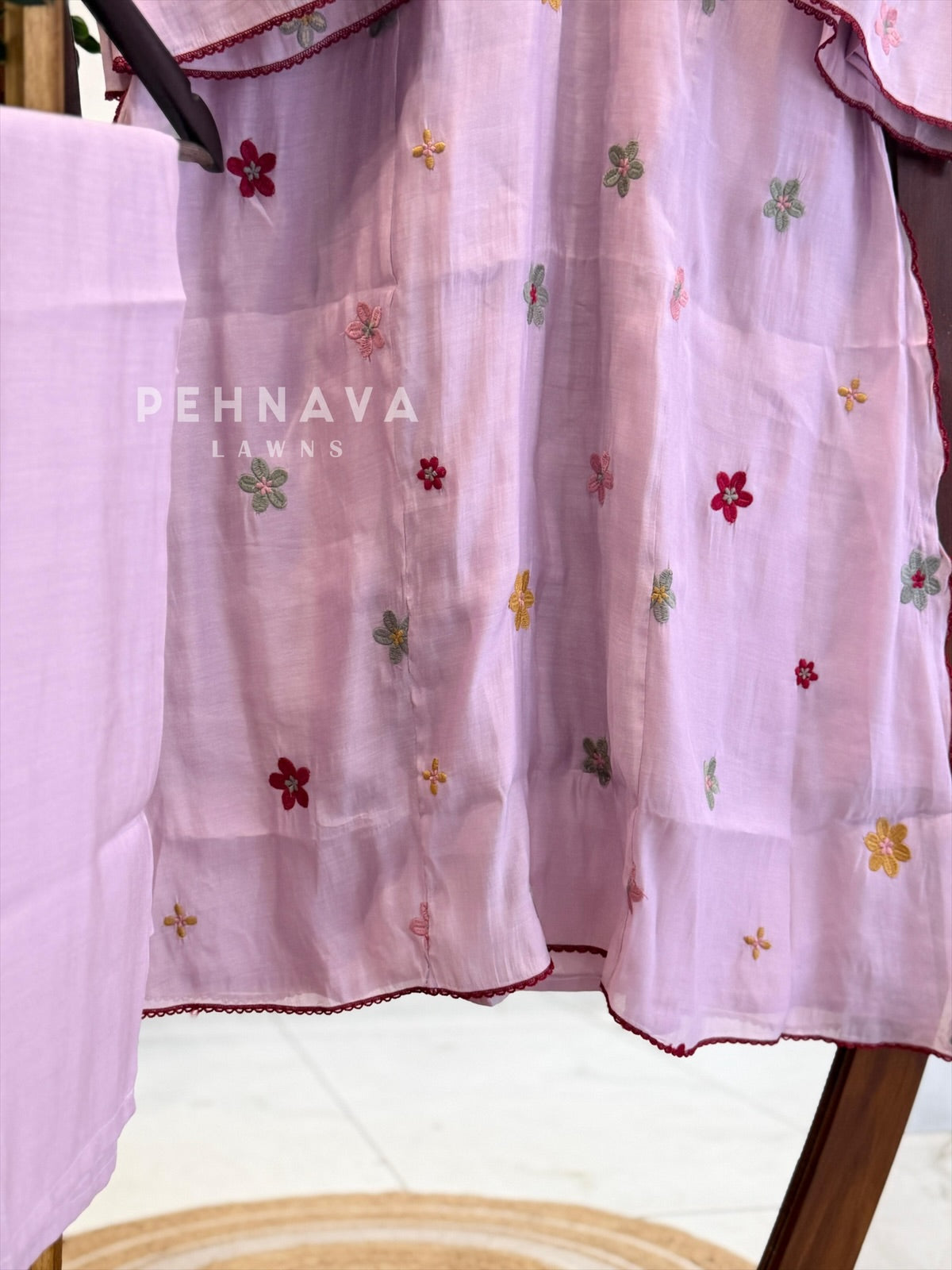 Floral Embroidered Three Piece Set