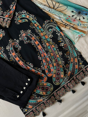 Cotton Straight Kurta-Black