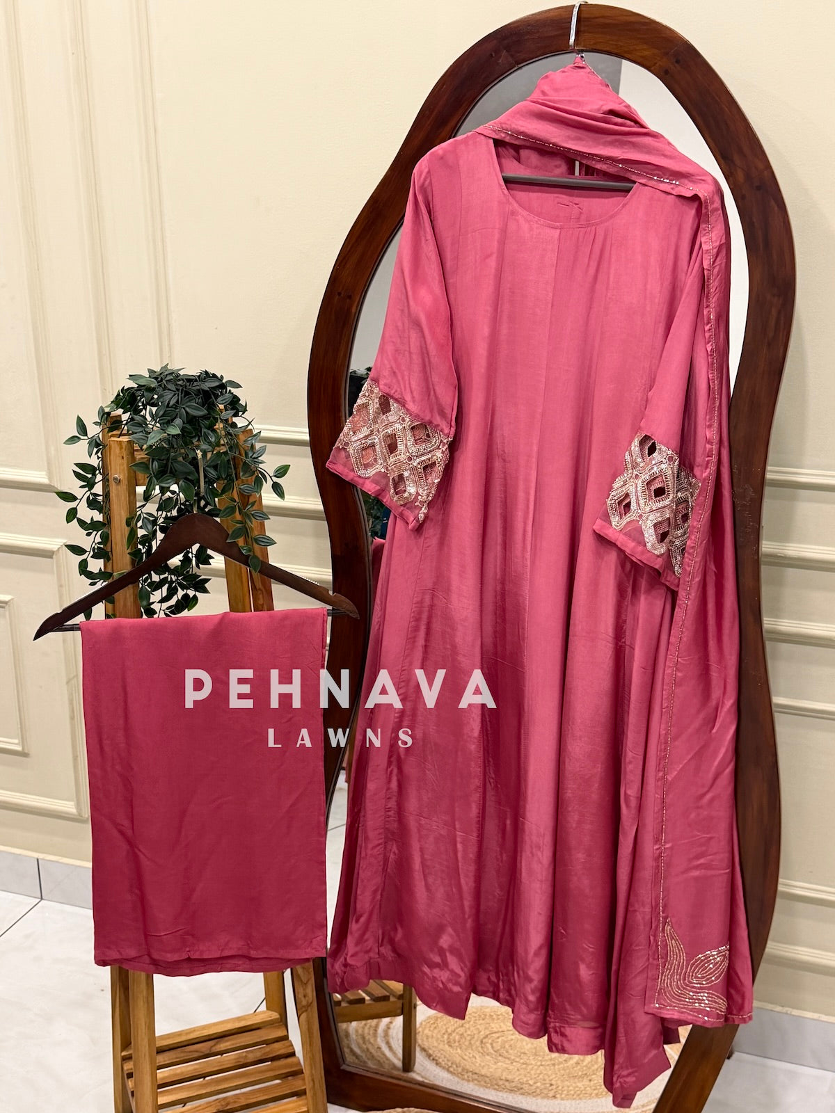 Sleeve Embellished Three Piece Set-6214