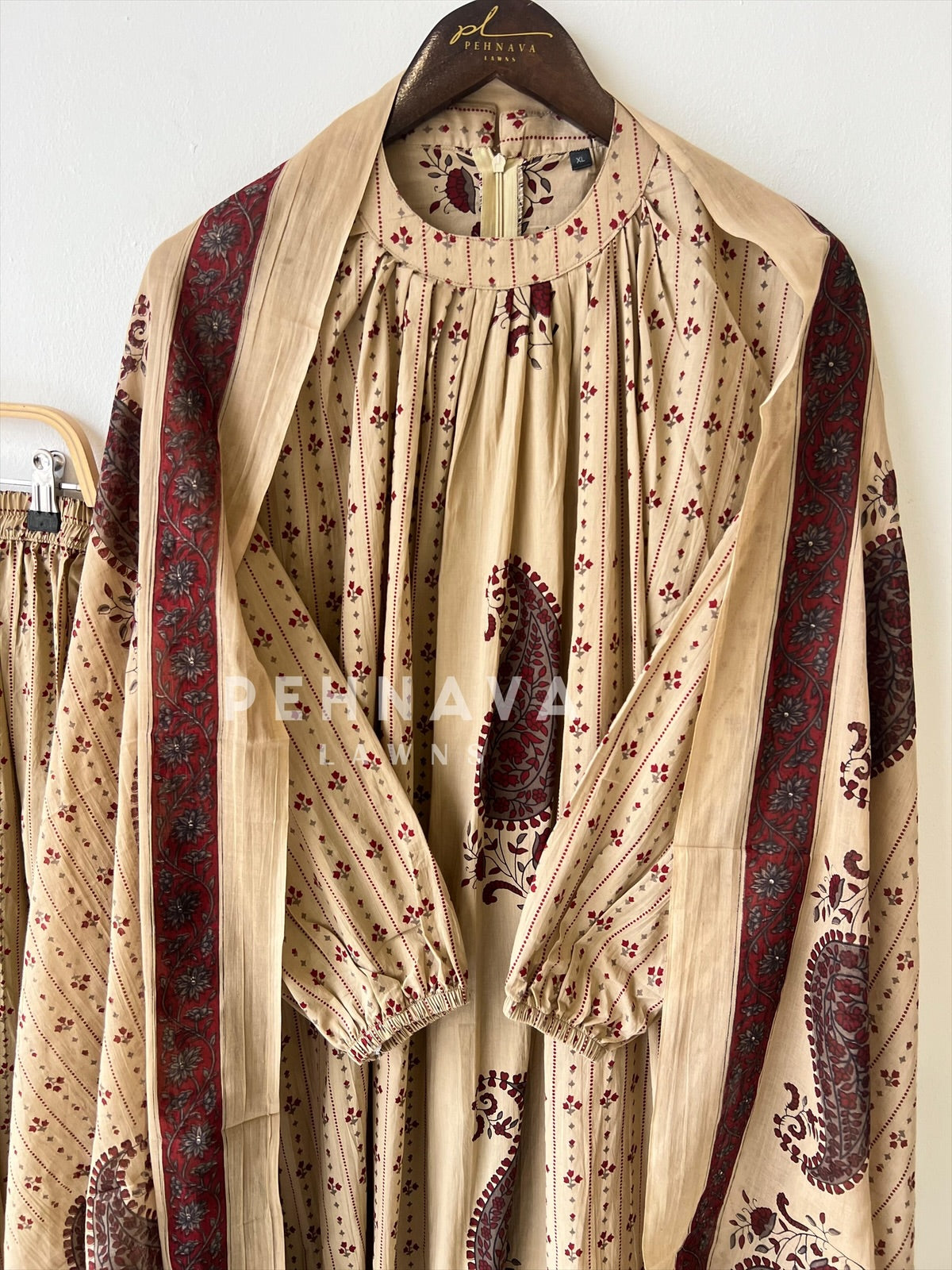 Cotton Paisley Print Three Piece Suit