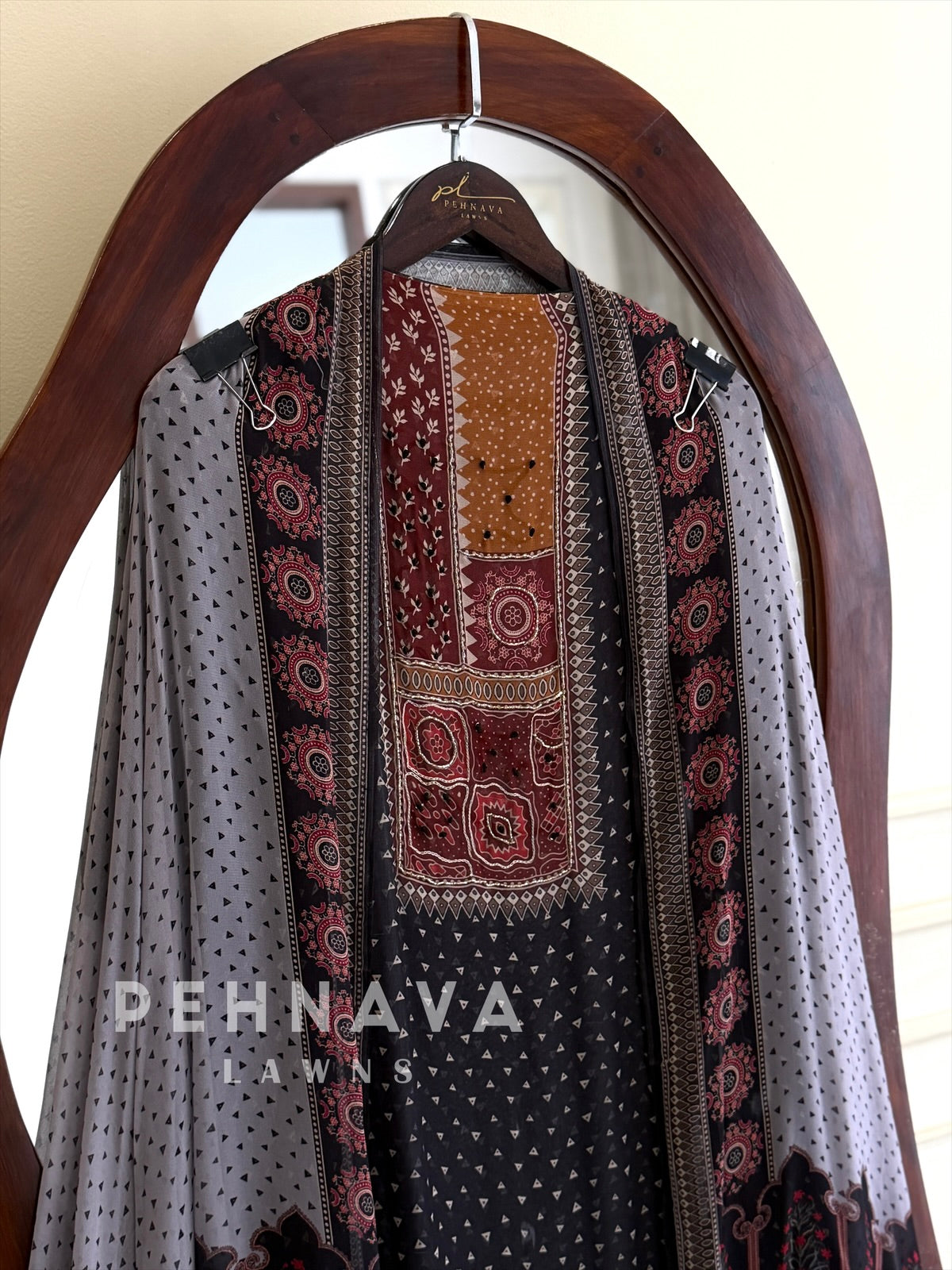 Ajrak Yoke Unstitched Suit