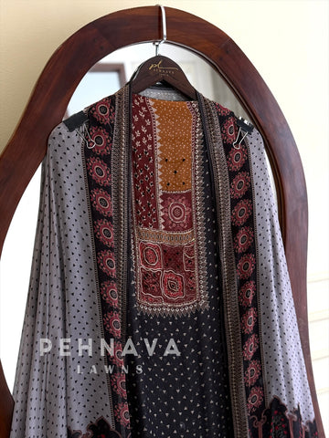 Ajrak Yoke Unstitched Suit