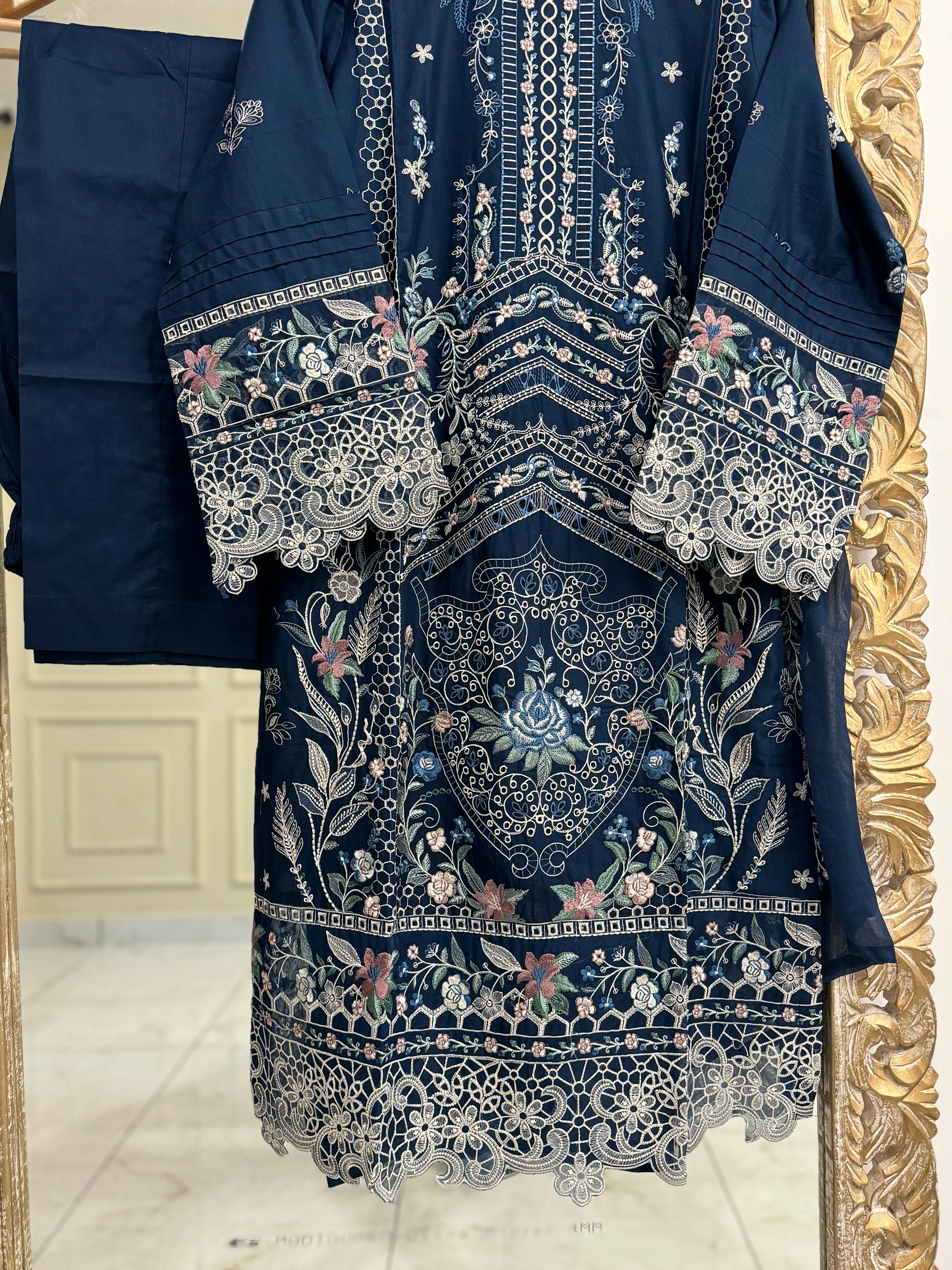 Pure Lawn Embroidery Suit-D4