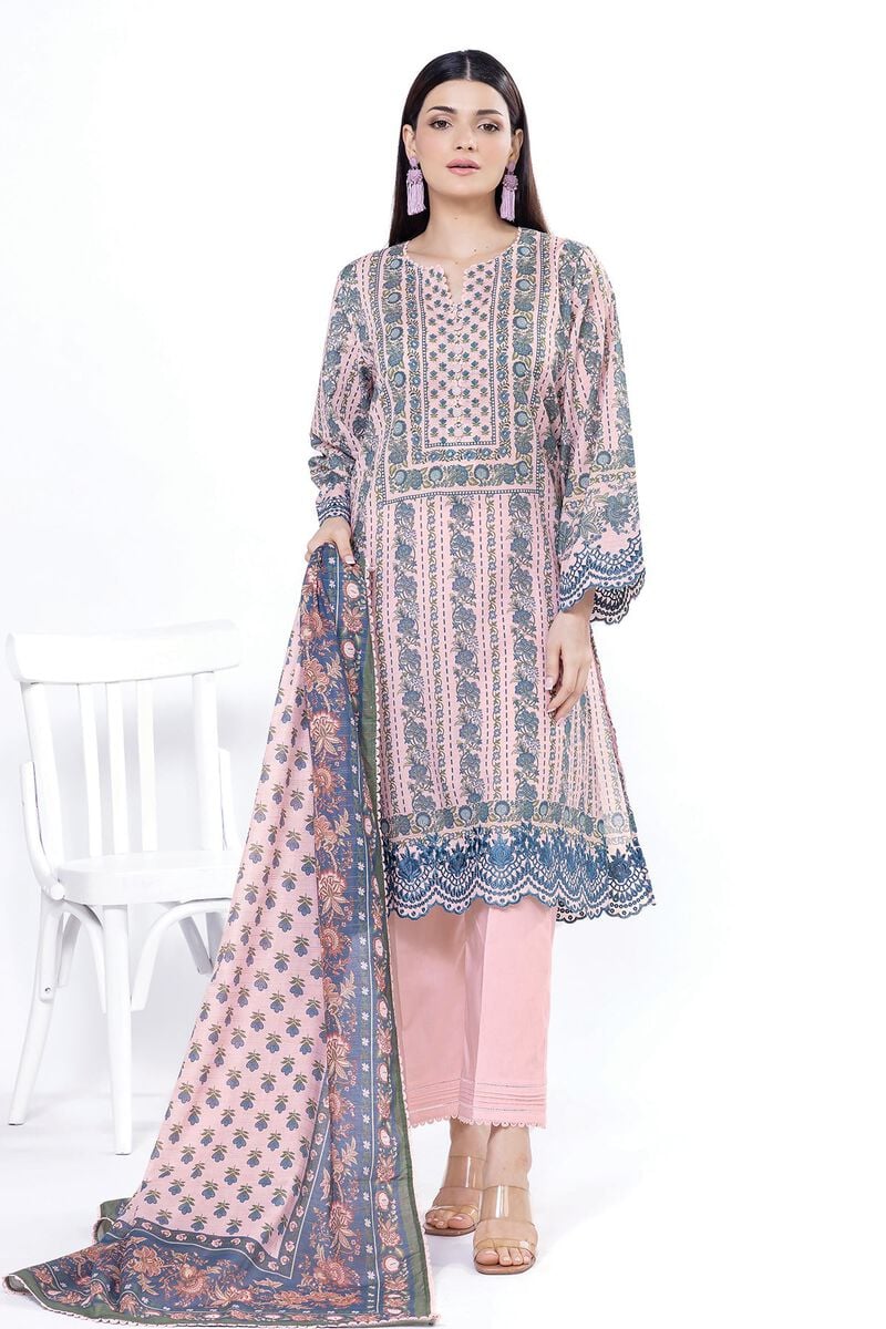 Khaadi Unstitched embroidered Lawn suit-0103