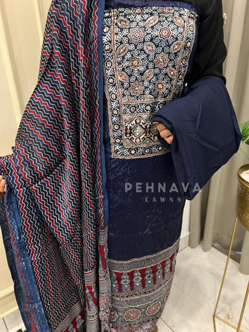 Velvet Touch Ajrakh Suit - Pehnava Lawns
