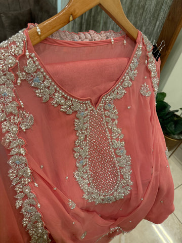 Premium chiffon handwork semi-stitched suit-1078N
