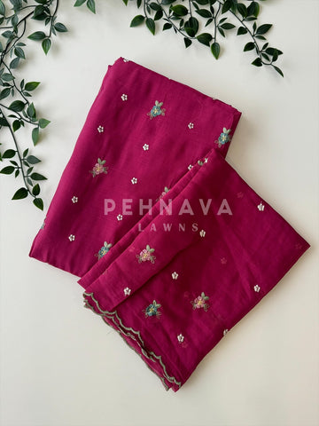 Chanderi Embroidered Suit-12713