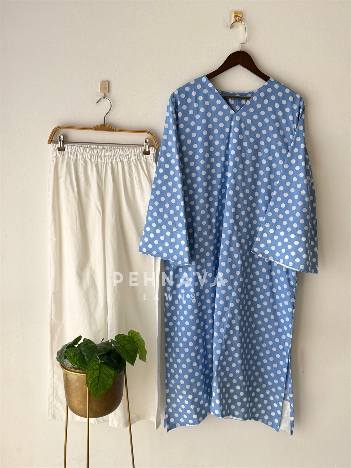 Polka Dot Cotton Printed Suit Set B232