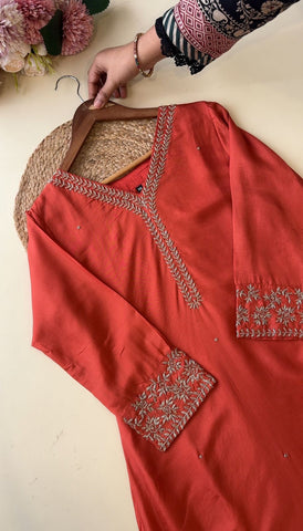 Premium russian silk suit with hand-work detailings-9076