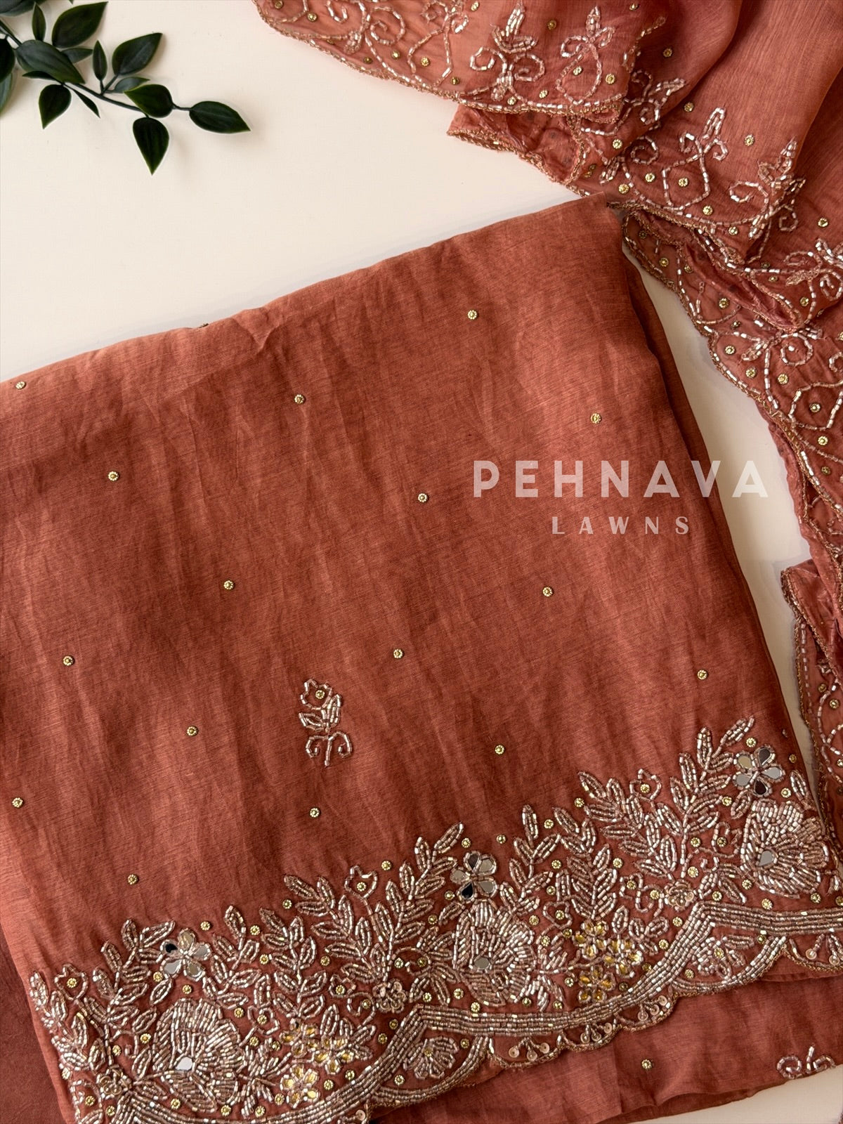 Chanderi Handworked Unstitched Suit-18566