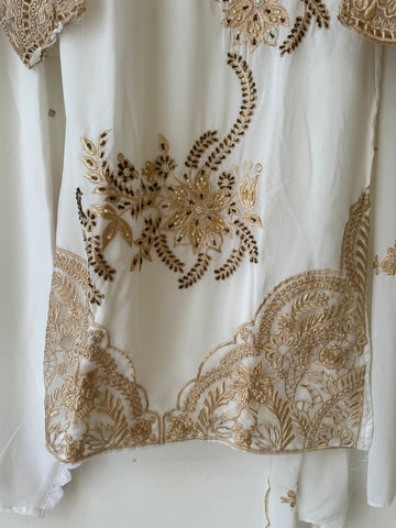 White Embroidered Georgette Suit