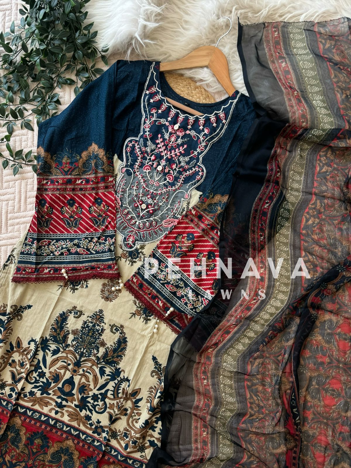 Navy blue Cotton Suit-1287a
