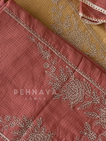 Cotacheck Embroidered Unstitched Suit-4147 - Pehnava Lawns