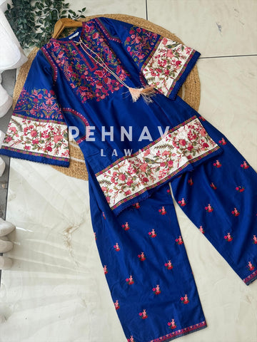 Embroiza Pakistani Modern Two Piece Suit-Bluebell