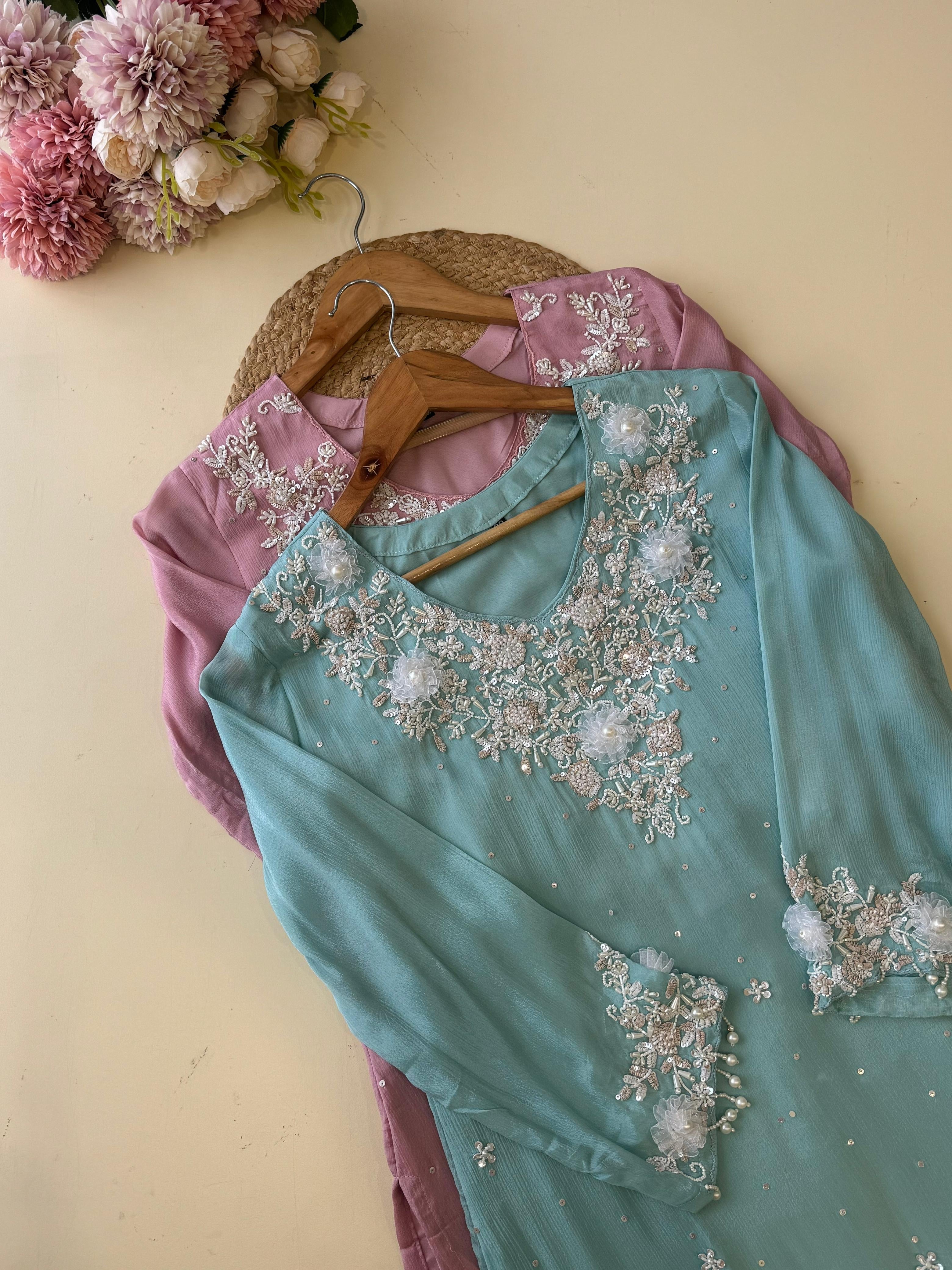 Chinnon handworked suit with Neck detailings