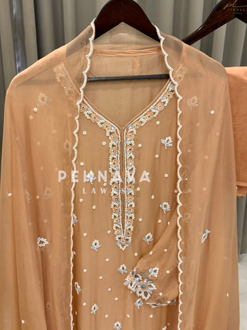 Semi-Stitched Chiffon Suit, Organza Dupatta