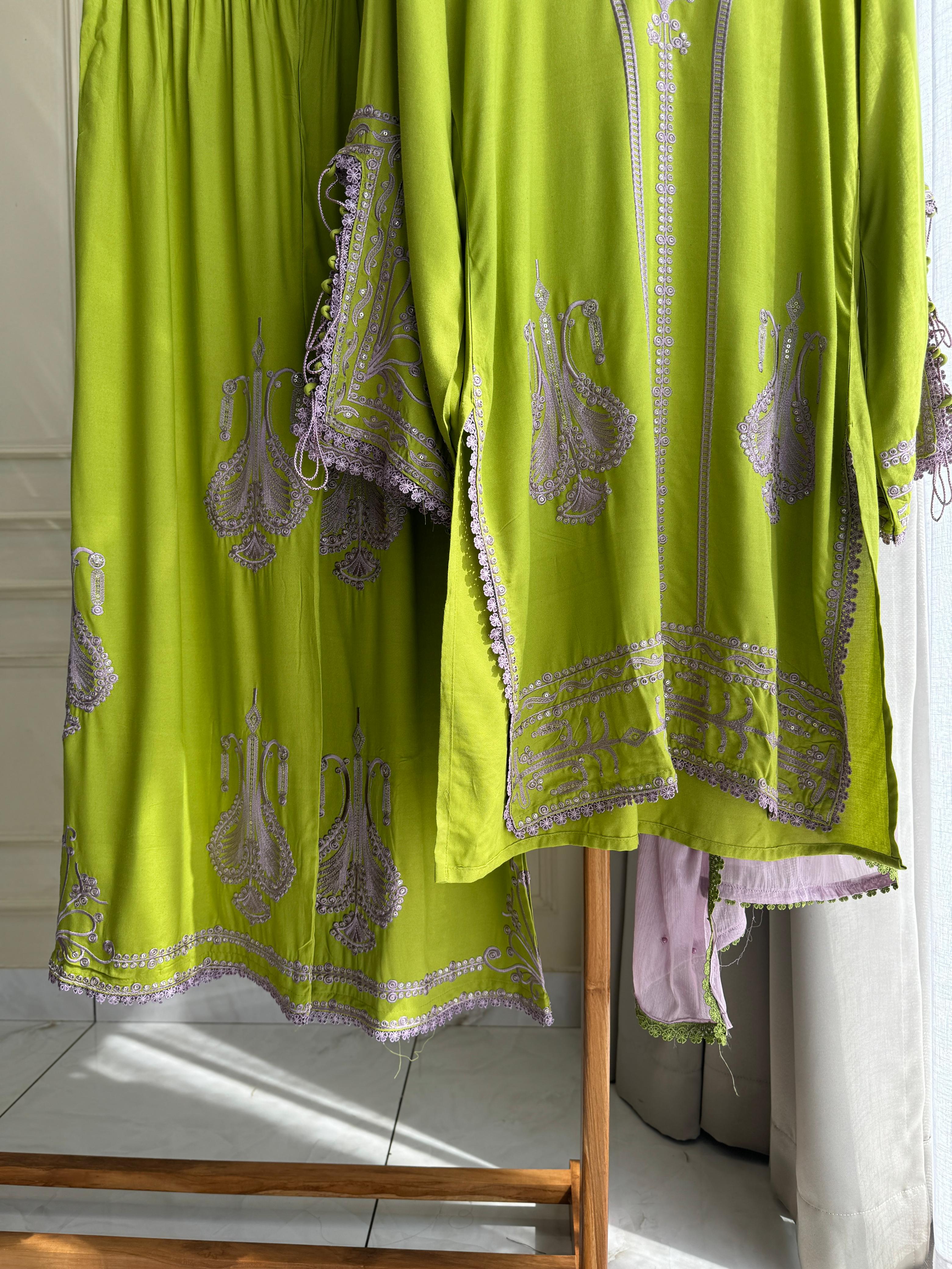 New Blue&Green Trendy Farshi Salwar-209 - Pehnava Lawns