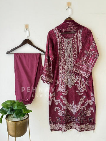 Embroidery Printed Suit Set-1511