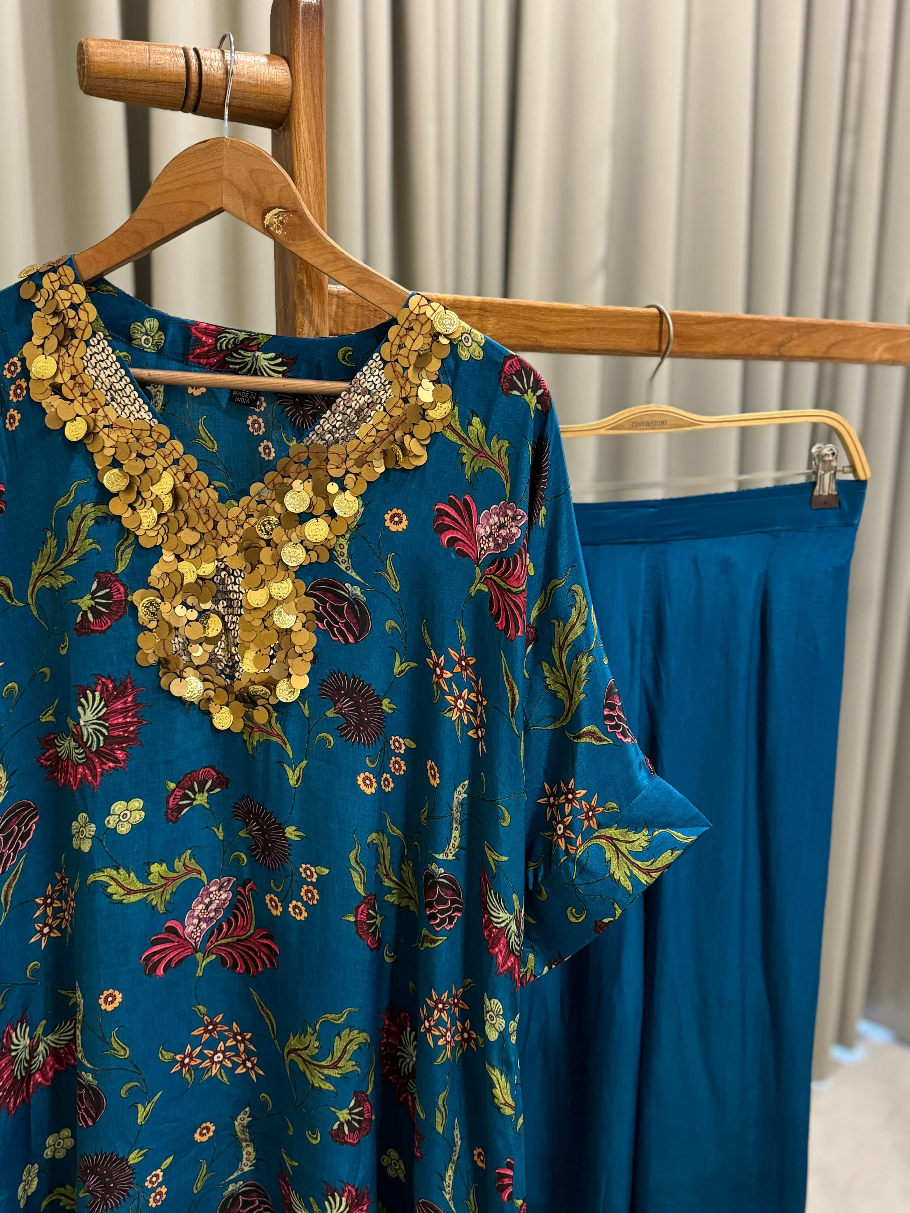 Premium Handworked Two Piece Set-Blue - Pehnava Lawns