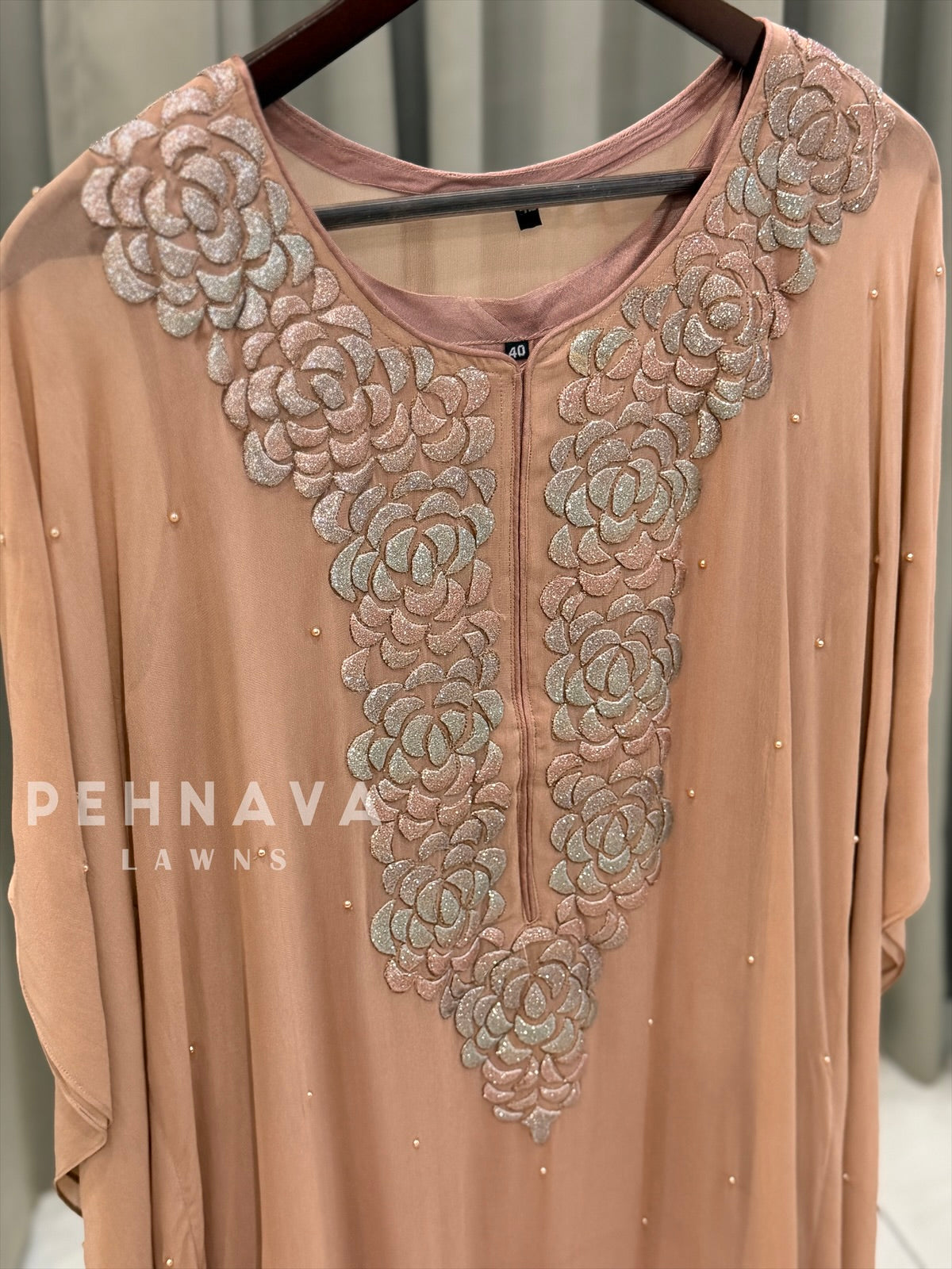 Glitter Applique Kaftan Suit