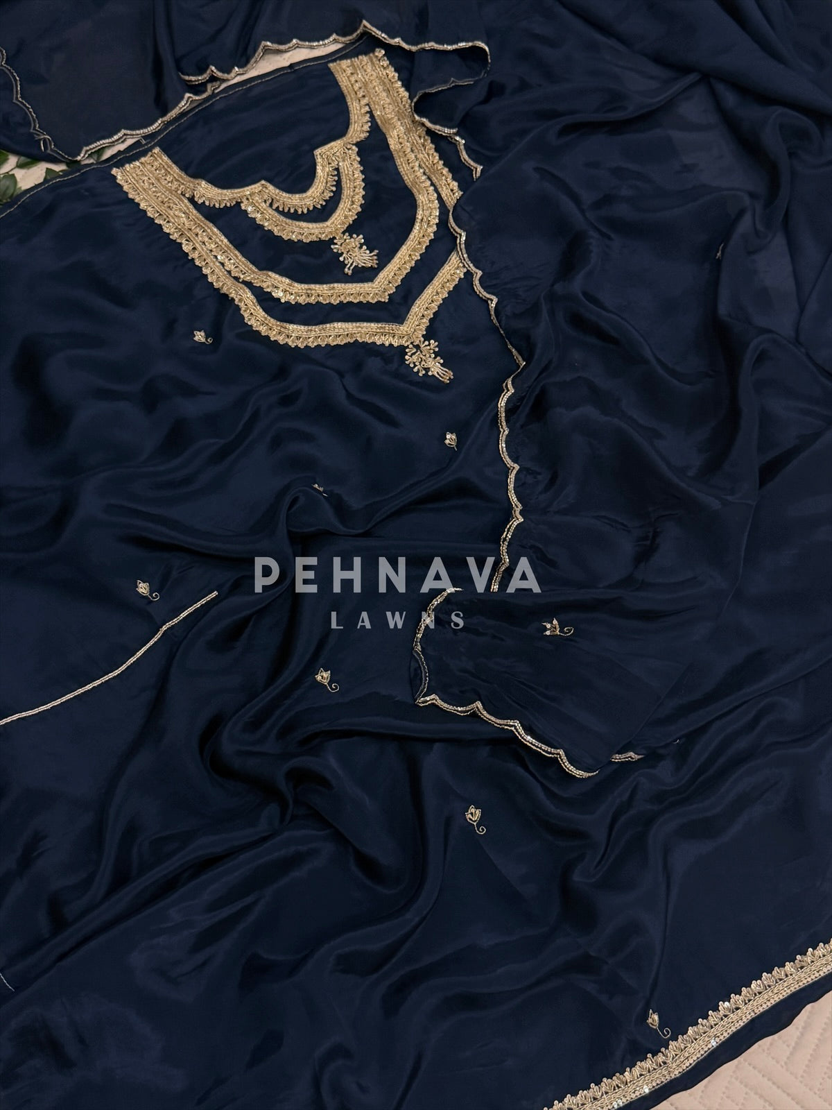 Premium Neck Emblished Unstitched Suit